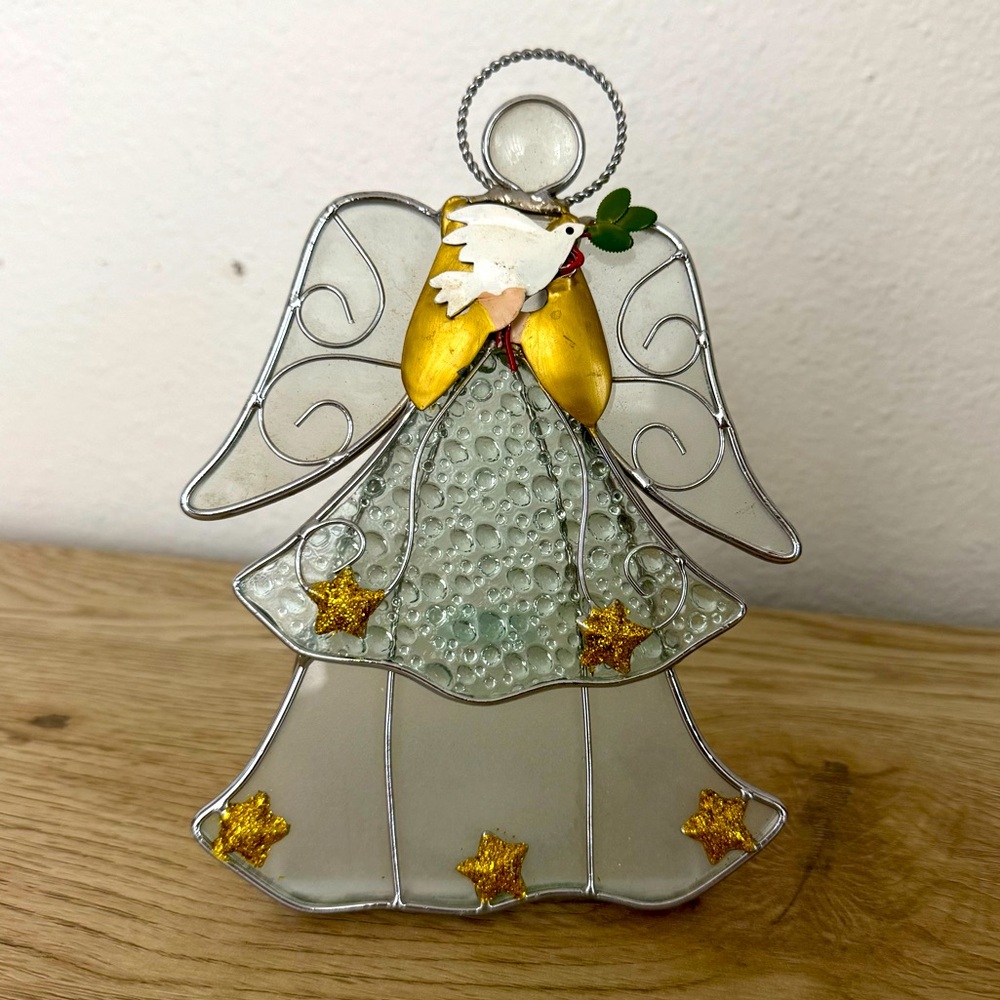 International Silver Co Stained Glass‎ Angel Bird Candle Holder Christmas Dove